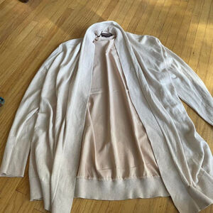 Johnston & Murphy Cream Open-Front Cardigan